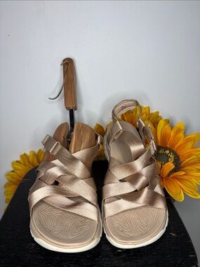 Bionica Beige Satin Strappy Sport Sandals